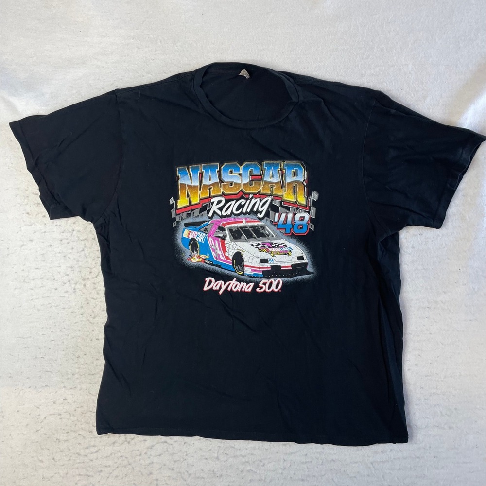 Mill-Tex NASCAR Racing Daytona 500 T-Shirt Mens‎ XL Black Graphic Short Sleeve